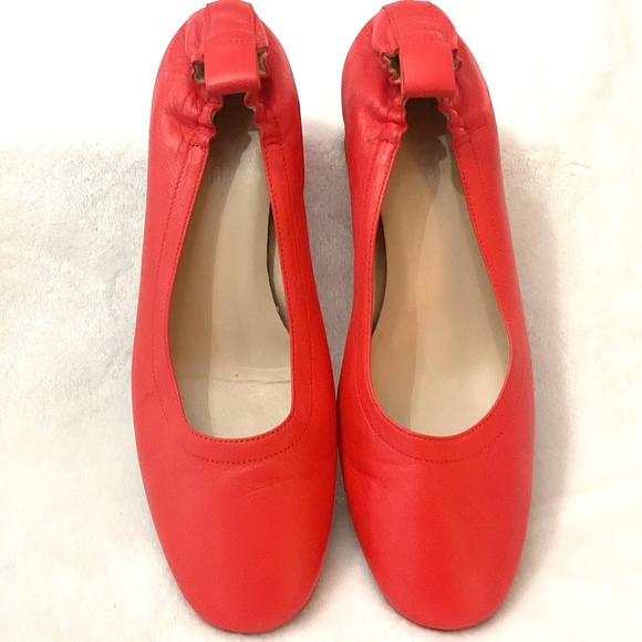Everlane Minimalist Pumps Red Leather Mid Block Heel Career Dress Shoes Sz 7.5 - Picture 4 of 16
